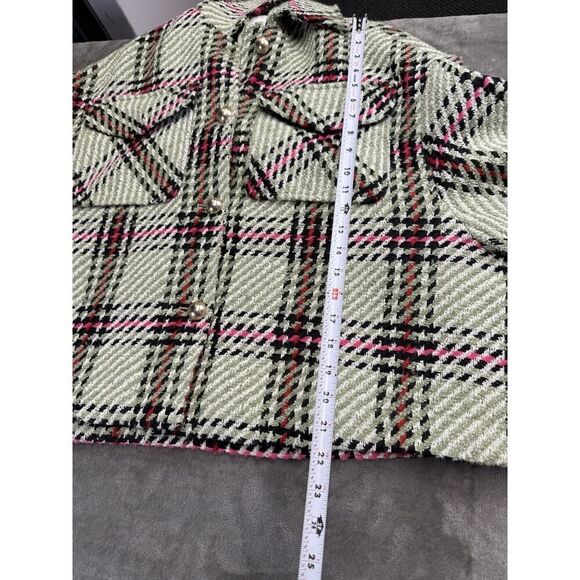 Essentiel Antwerp Checked Oversized Jacket XS Green Ecru Plaid Boxy Fit - Picture 7 of 12